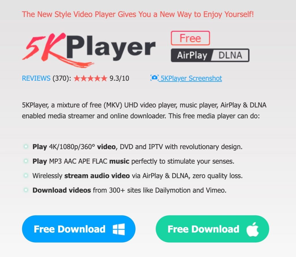 5KPlayer - Best Video or Media Player for Windows 10/11
